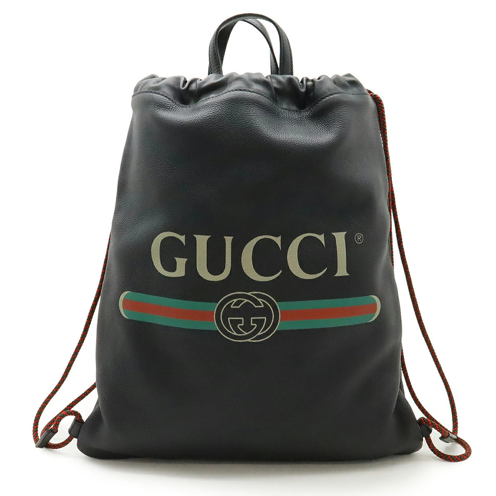 Gucci Coco Capitan drawstring backpack rucksack tote bag leather black